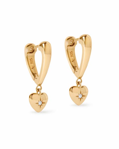 Silver Biography Heart Hoop Drop Earrings