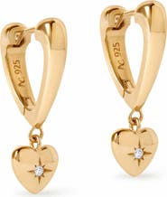 Astley Clarke Gold Biography Heart Hoop Drop Earrings