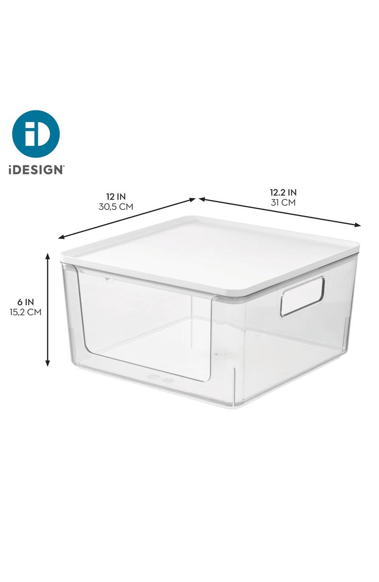 iDesign Rosanna Pansino x iDesign Recycled Plastic Open Front Kitchen Storage Bin with Lid, Clear Bin/Marshmallow Lid, 12" x 12" x 6", Alternate, color, Clear