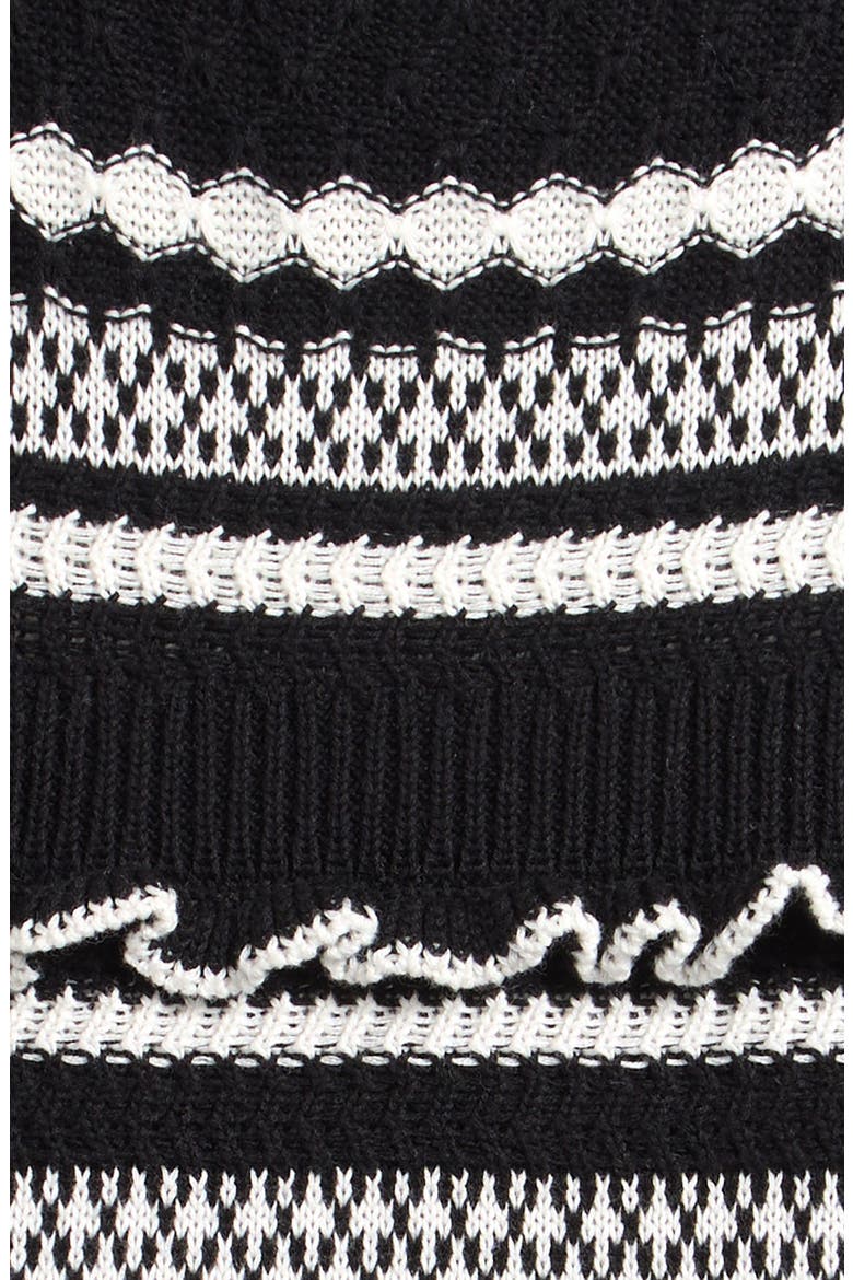 Kids' Ruffle Cotton Blend Sweater Dress, Alternate, color, JET STREAM/ BLCK