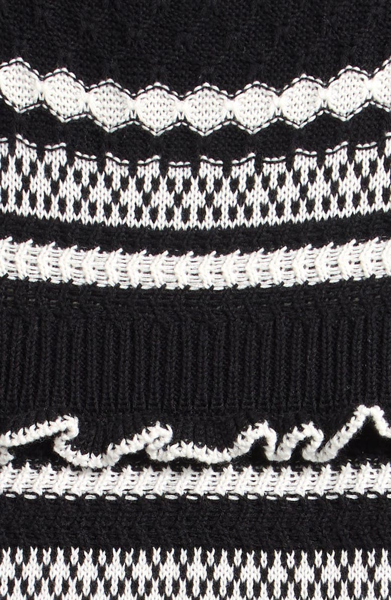 Splendid Kids' Ruffle Cotton Blend Sweater Dress, Alternate, color, Jet Stream/ Blck