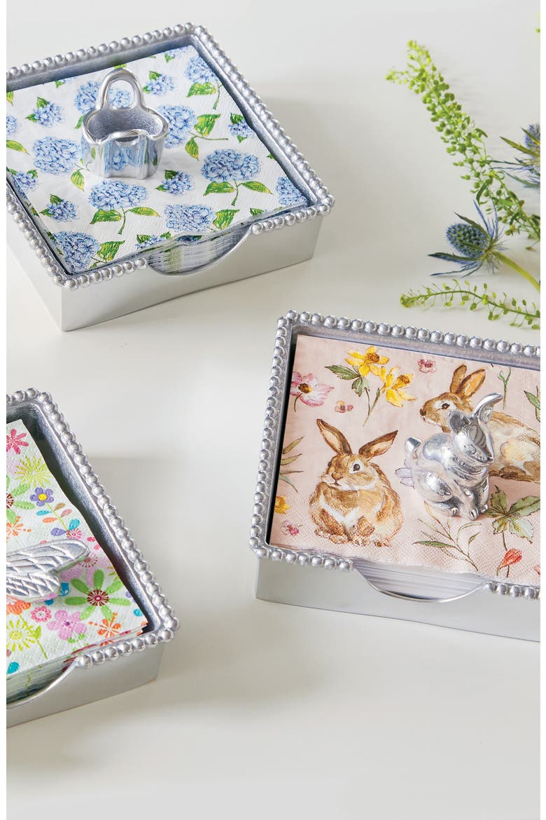 Bunny Beaded Napkin Box Set, Alternate, color, SILVER