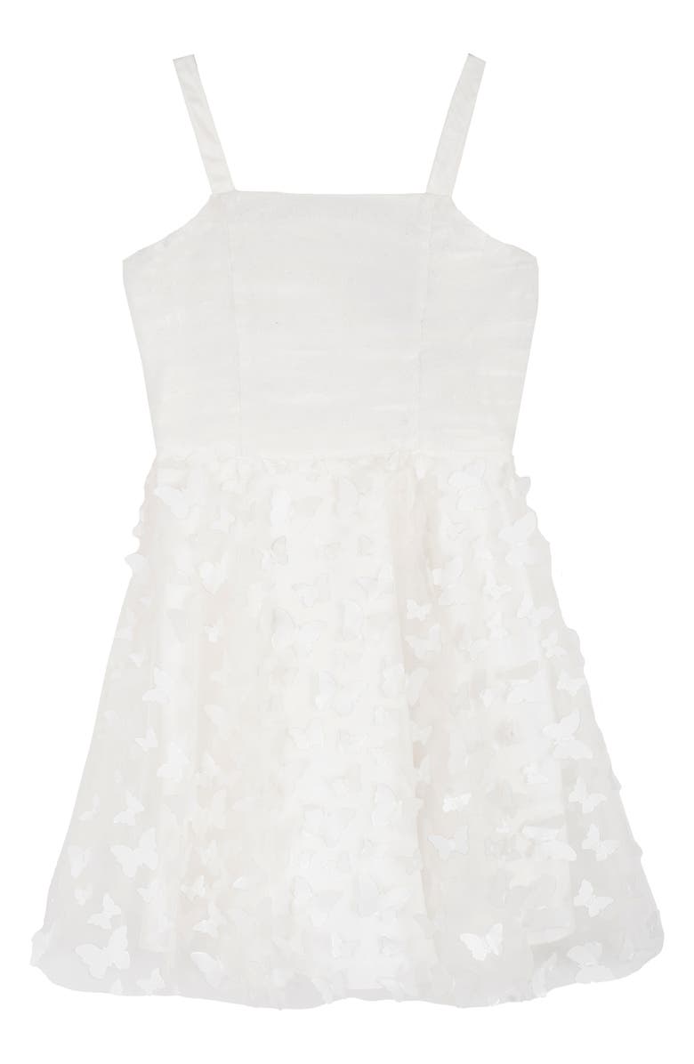 Rare Editions Kids' 3D Butterfly Mesh Dress, Main, color, White