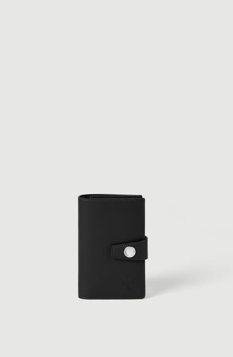 Brushed leather wallet with zipper