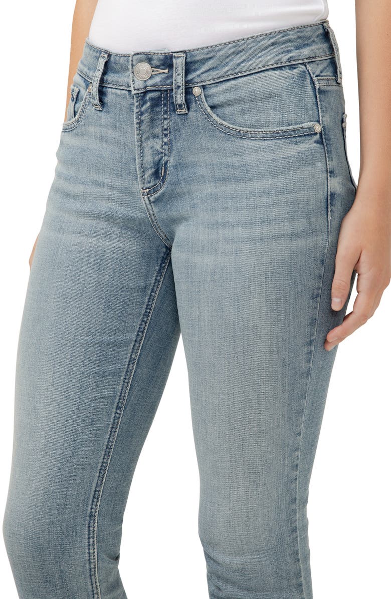 Silver Jeans Co. Suki Curvy Raw Hem Mid Rise Ankle Straight Leg Jeans, Alternate, color, Indigo