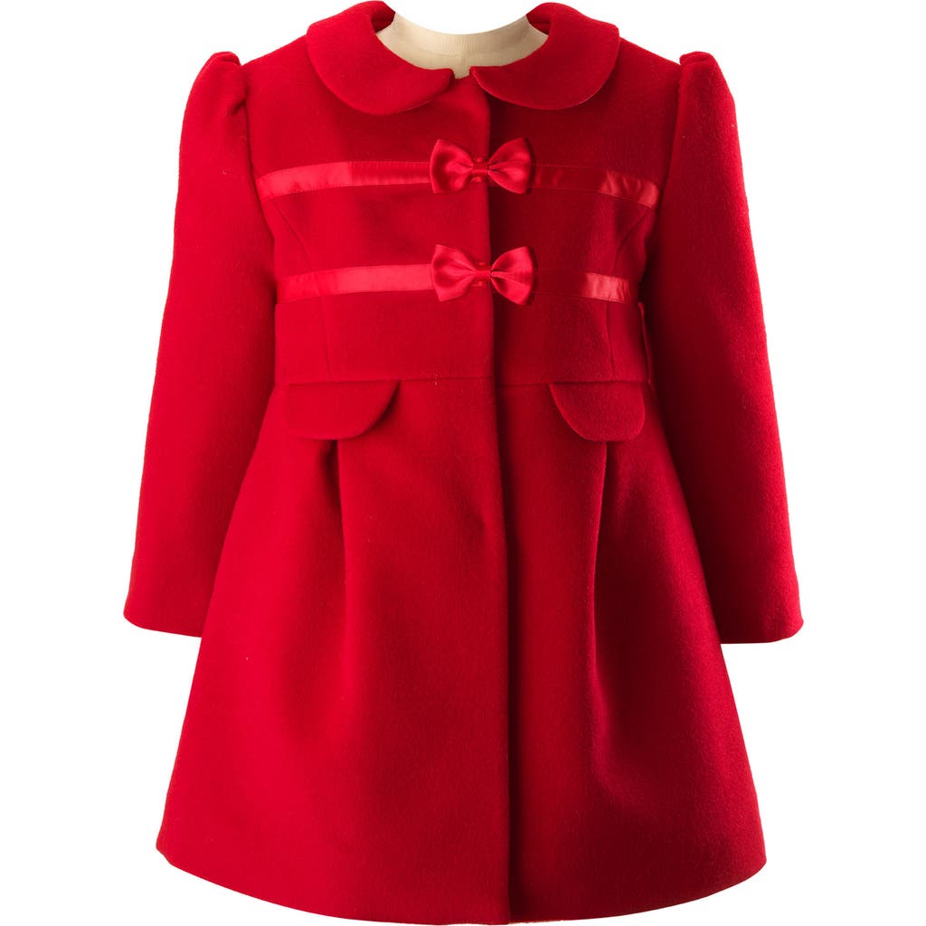 Rachel Riley Bow Trim Coat In Red