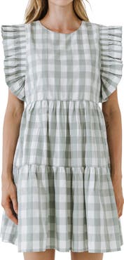 English Factory Gingham Ruffle Minidress