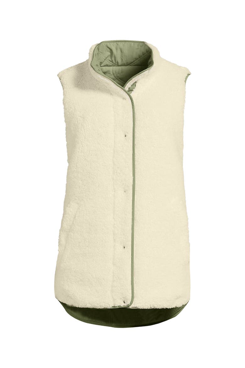 Reversible Quilted High Pile Fleece Vest, Alternate, color, Sage Green/Natural