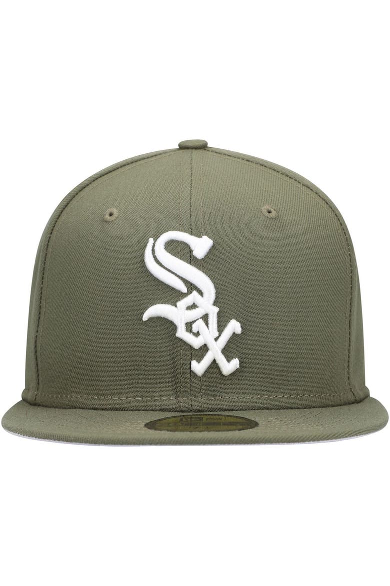 Men's New Era Olive Chicago White Sox White Logo 59FIFTY Fitted Hat, Alternate, color, Olive