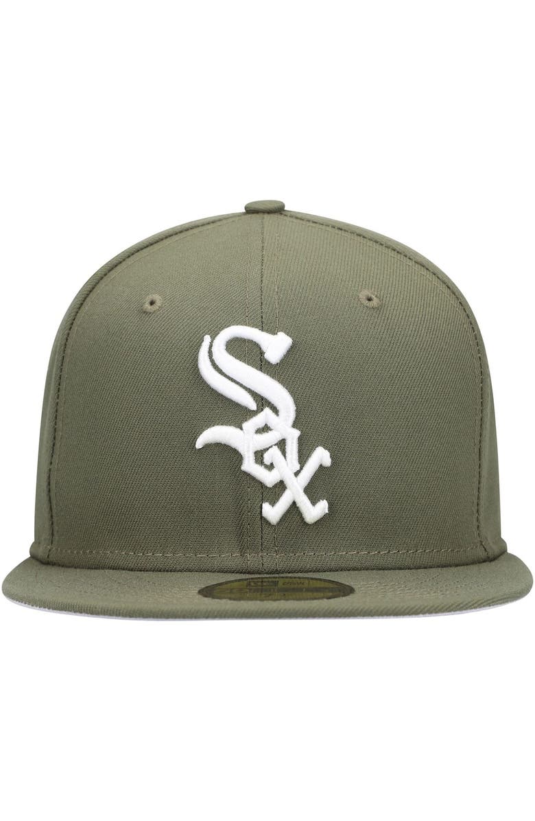New Era Men's New Era Olive Chicago White Sox White Logo 59FIFTY Fitted Hat, Alternate, color, Olive