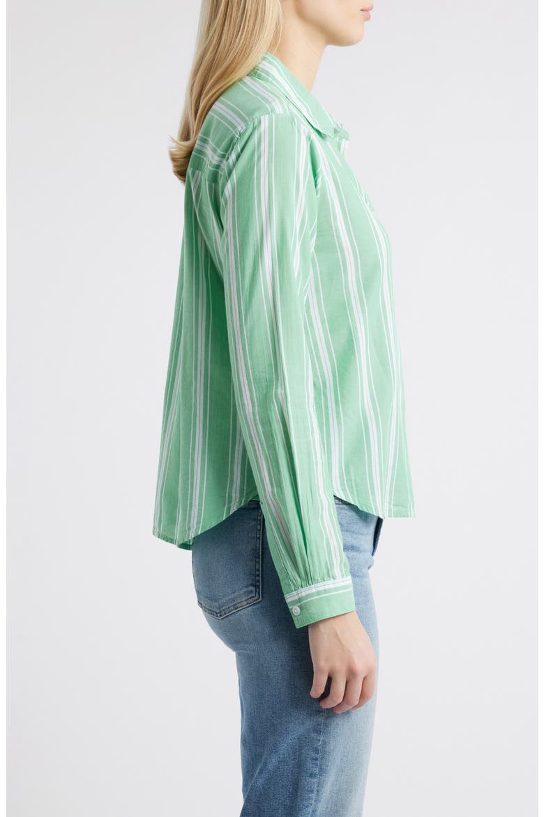 Candy Stripe Cotton Blend Button-Up Shirt, Alternate, color, LAWN GREEN