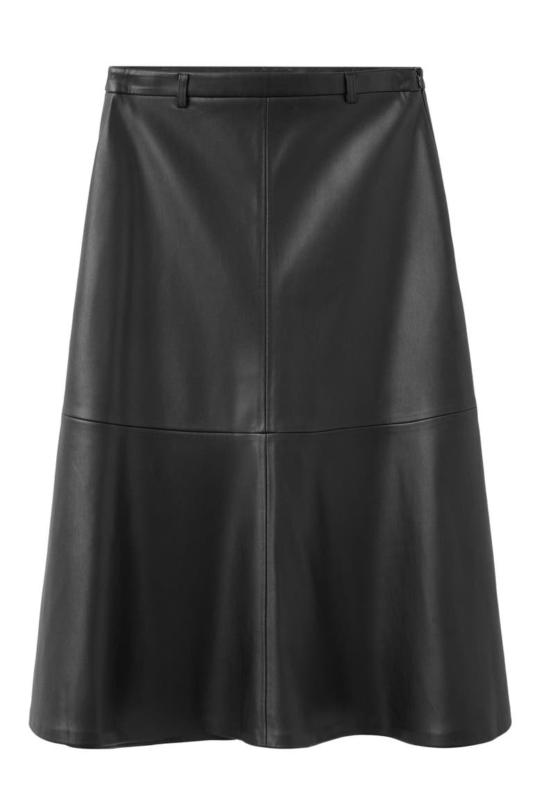Paris Leather Midi Skirt, Main, color, BLACK