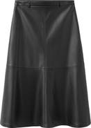 MANGO Paris Leather Midi Skirt
