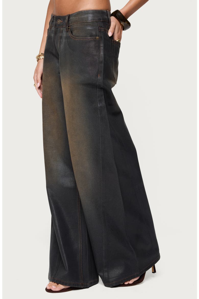 Mud Wash Oversize Wide Leg Jeans, Alternate, color, BLACK-WASHED