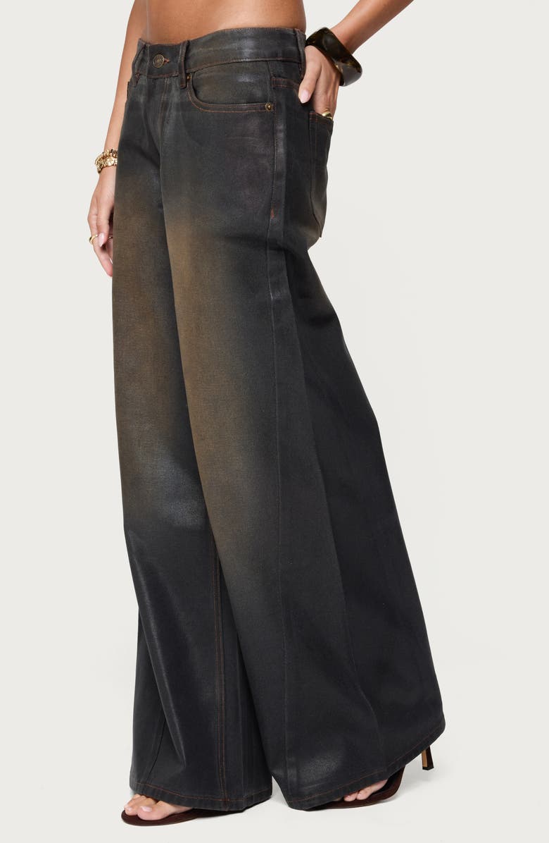 EDIKTED Mud Wash Oversize Wide Leg Jeans, Alternate, color, Black-Washed