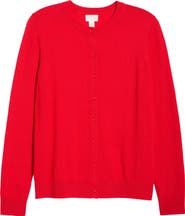 Caslon® Merino Wool Blend Crewneck Cardigan