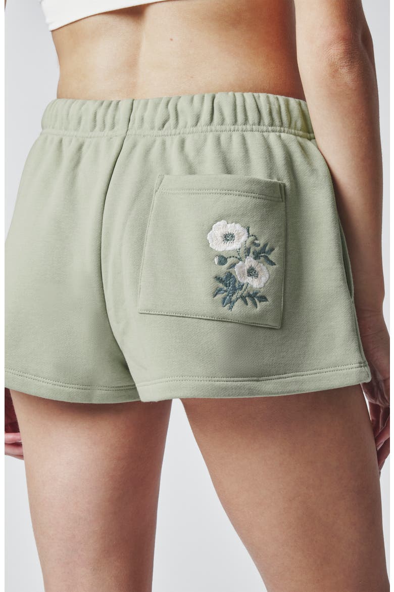 Embroidered Sweat Shorts, Alternate, color, DESERT SAGE