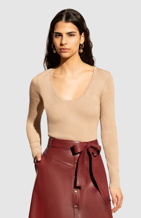 Metallic Knitted Ribbed Top