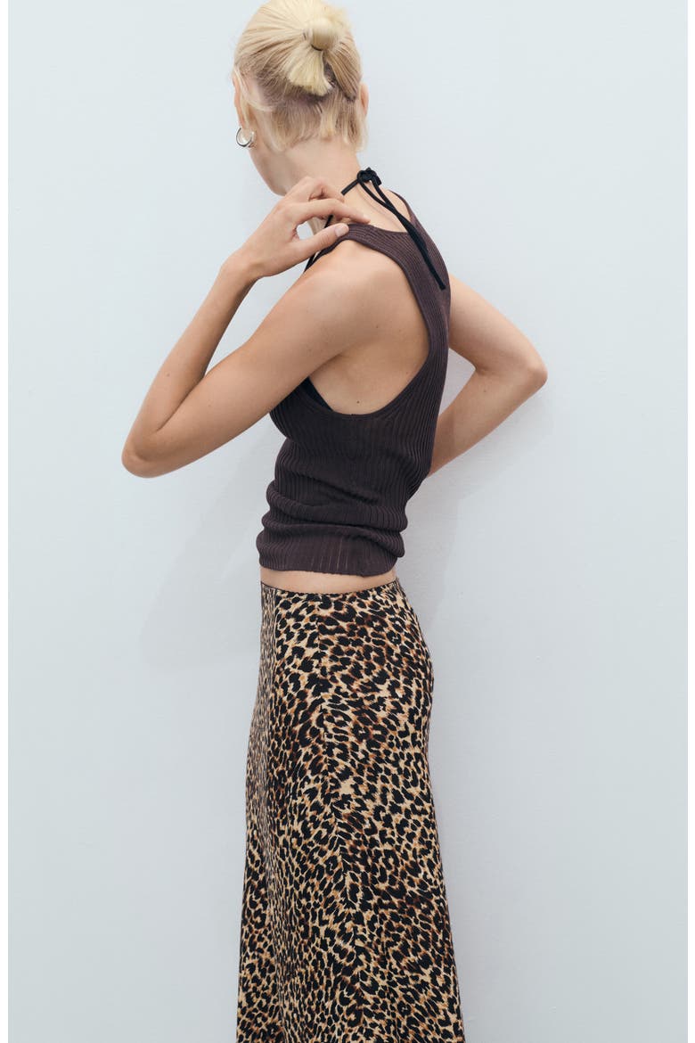 Animal Print Midi Skirt, Alternate, color, BROWN