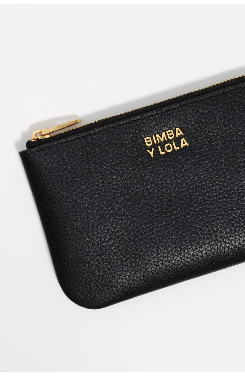 Bimba y Lola Small Rigid Leather Coin Purse, Alternate, color, Black