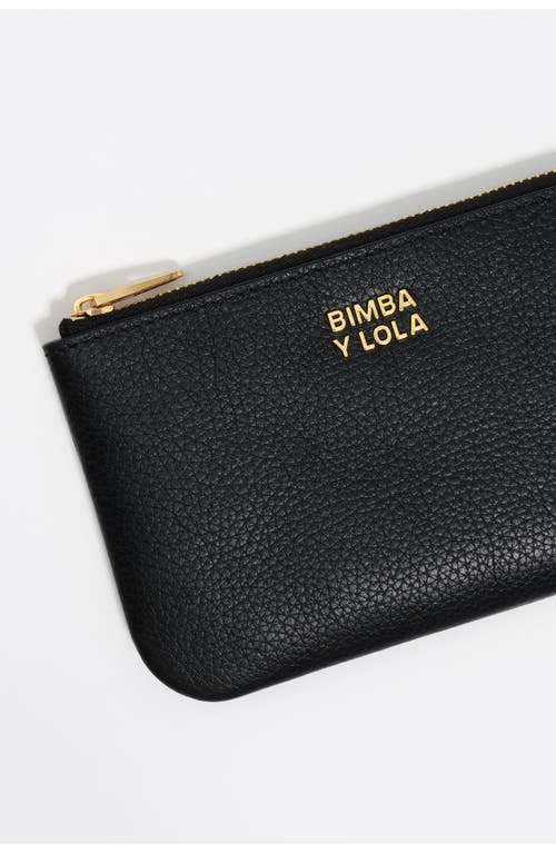 Bimba Y Lola Small Rigid Leather Coin Purse In Black