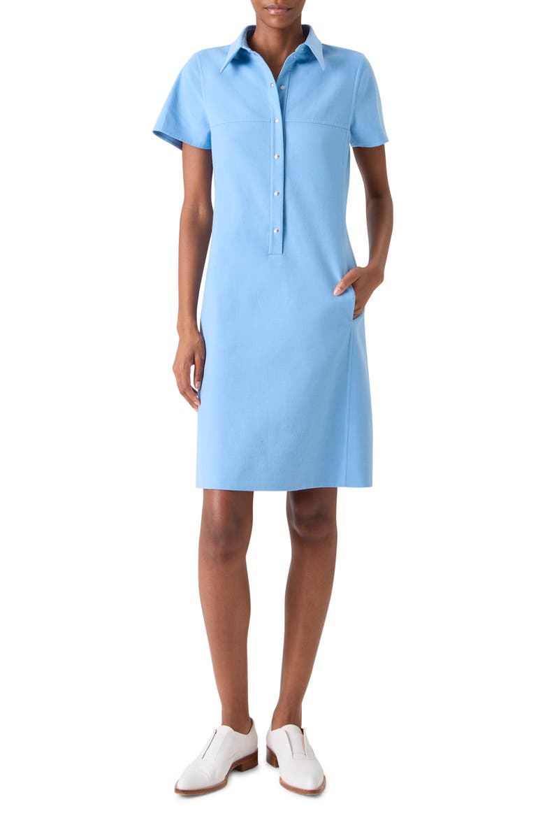Cotton & Silk Blend Double Face Polo Dress, Alternate, color, TWILIGHT