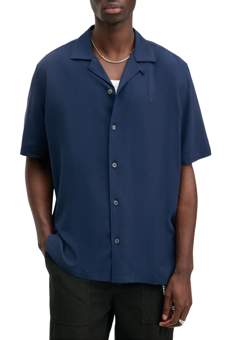 Venice Solid Camp Shirt, Main, color, NIGHT SKY BLUE