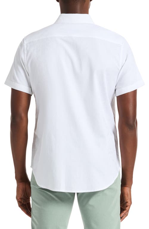 Robert Graham Highland Jacquard Short Sleeve Button-up Shirt In White