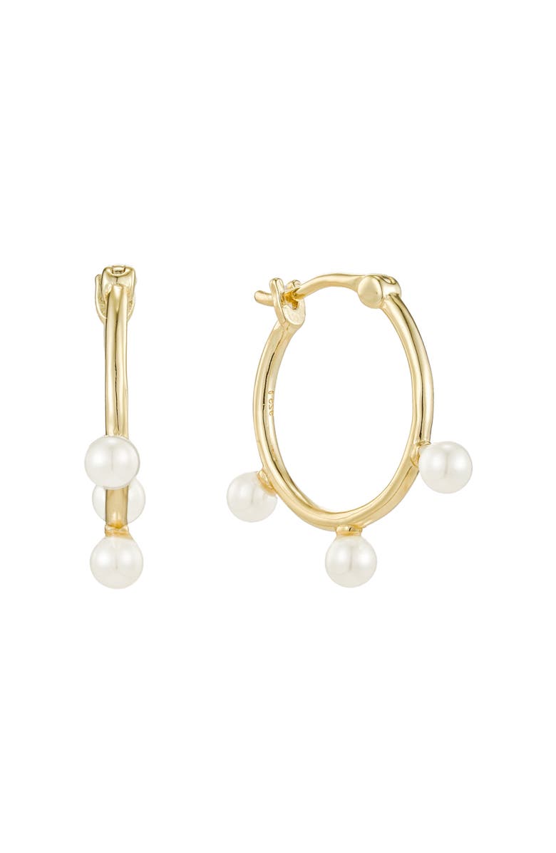 Untamed Petals Londyn Pearl Hoops, Main, color, Gold