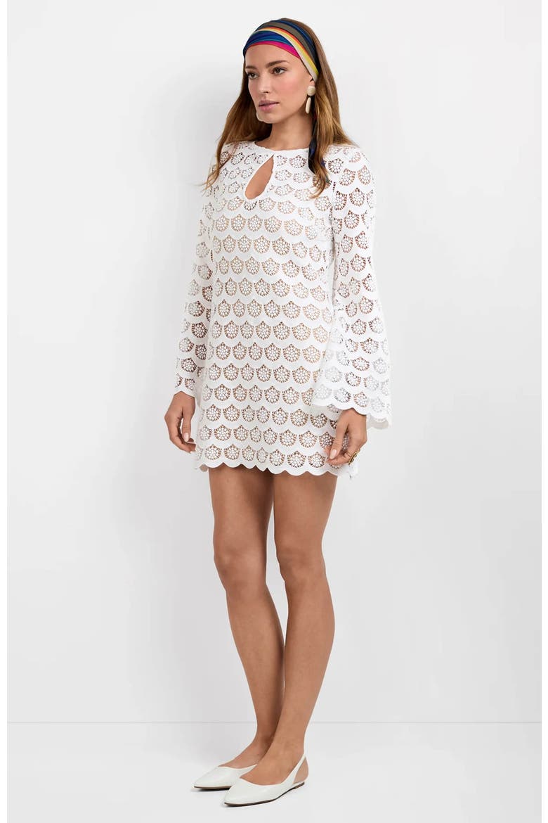 Singles Crochet Lace Mini Dress, Alternate, color, White