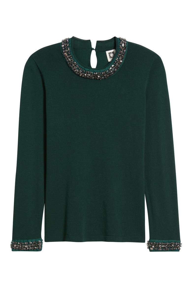 Rhinestone Embellished Sweater, Alternate, color, PINE FOREST