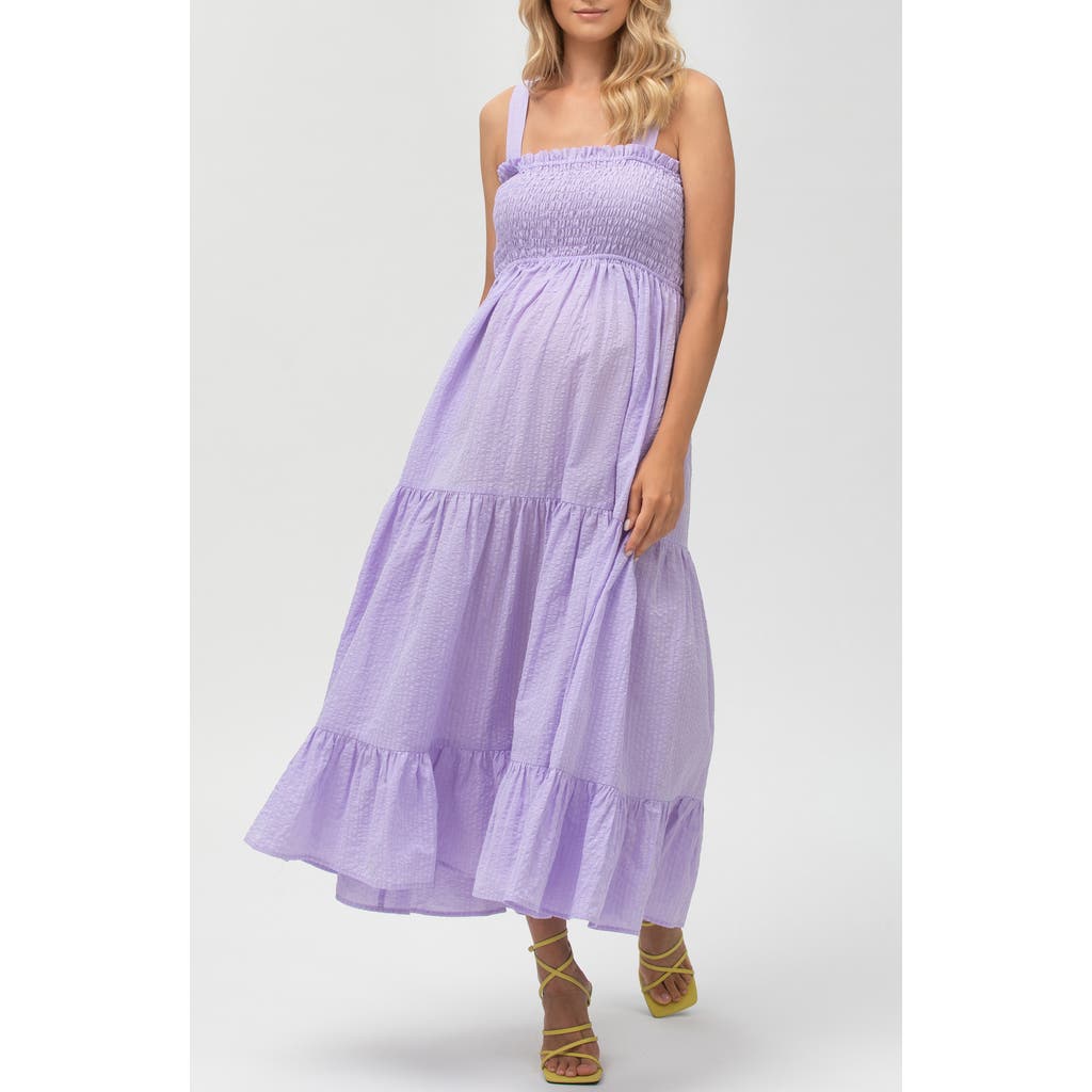 PIETRO BRUNELLI MATERNITY Cotton & Linen Maternity Maxi Dress in Light/Pastel Purple  product