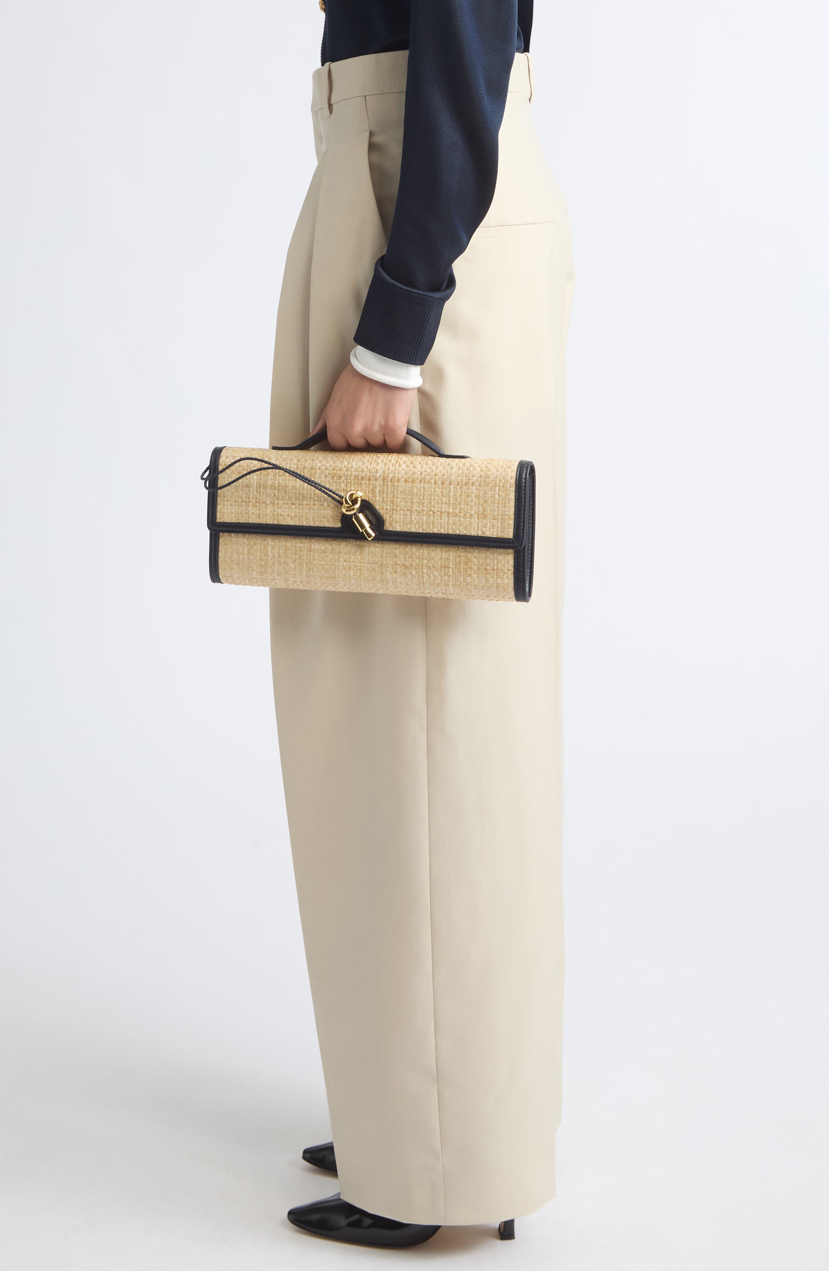Long Andiamo Woven Raffia Clutch, Alternate, color, 9078 NATURAL SHADE/ MID-MB