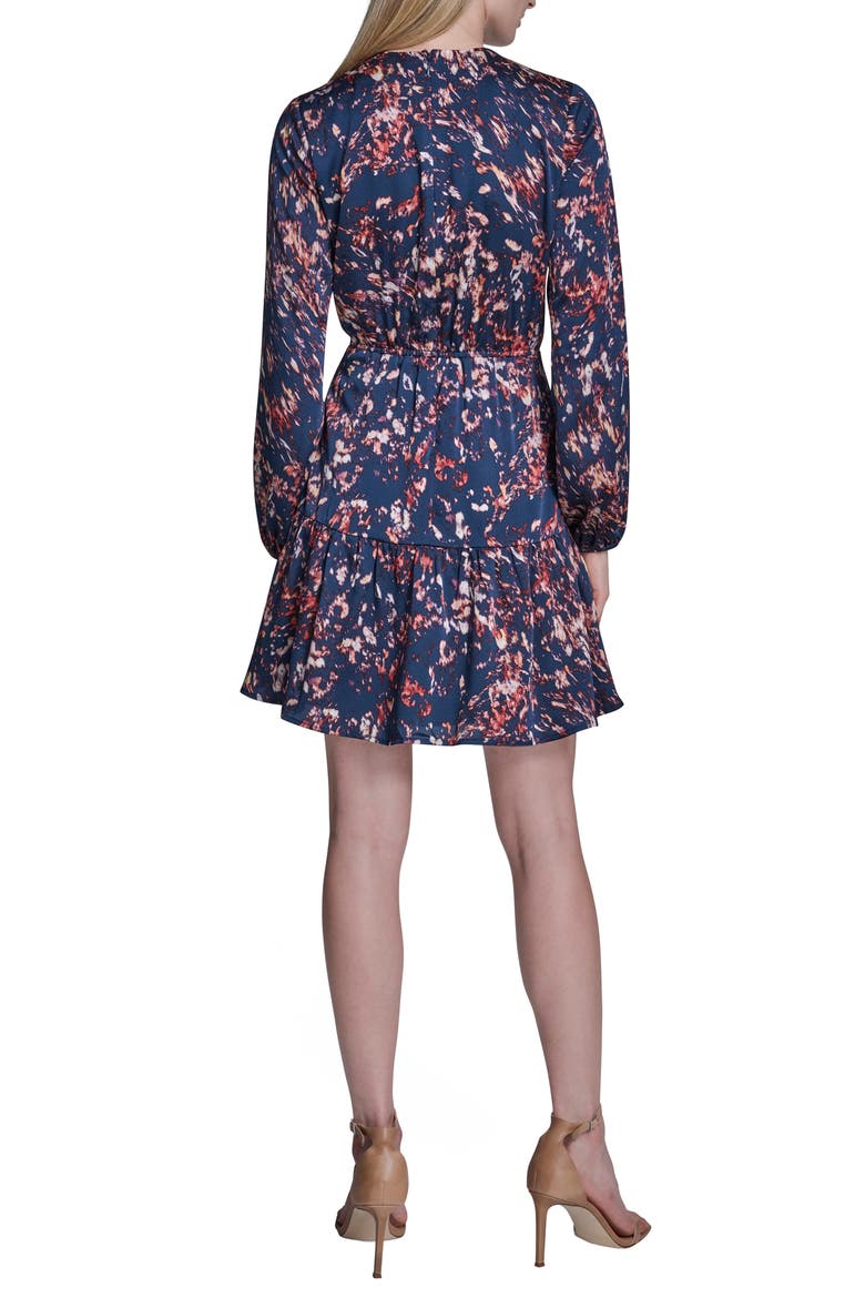 Print Ruffle Long Sleeve Minidress, Alternate, color, CITY INDIGO MULTI