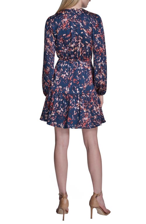 Bcbg Print Ruffle Long Sleeve Minidress In Yellow