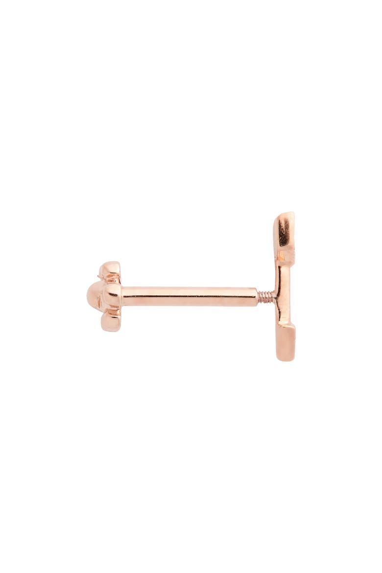 Diamond Arrow Single Threaded Stud Earring, Alternate, color, ROSE GOLD