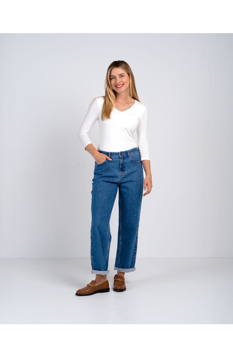 Kettlewell Darla Boyfriend Mid Rise Jeans, Main, color, Mid Blue