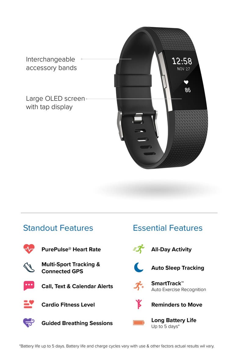 'Charge 2' Wireless Activity & Heart Rate Tracker, Alternate, color, PLUM