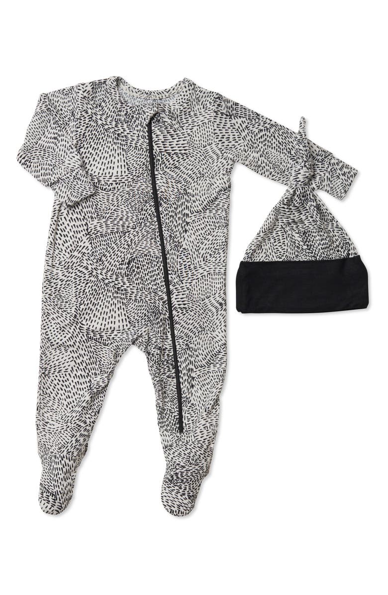 Baby Grey by Everly Grey Jersey Footie & Hat Set, Main, color, 