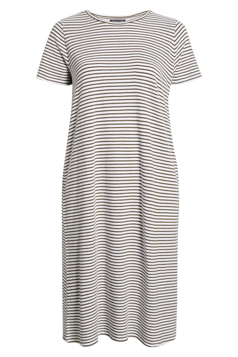 Stripe T-Shirt Midi Dress, Alternate, color, OLIVE