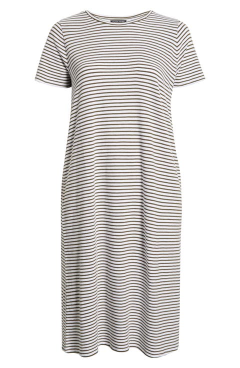 Stripe T-Shirt Midi Dress (Plus)