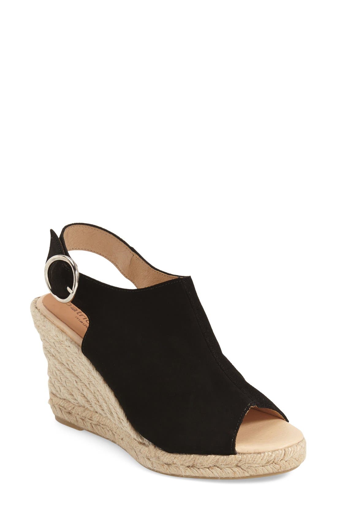 'Belle' Espadrille Wedge Sandal, Main, color, BLACK