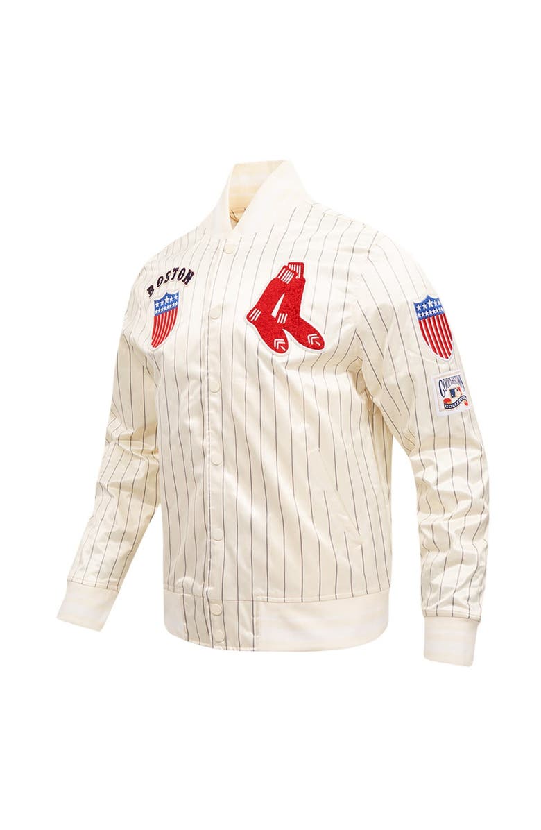 PRO STANDARD Men's Pro Standard Cream Boston Red Sox Cooperstown Collection Pinstripe Retro Classic Satin Full-Snap Jacket, Alternate, color, Cream
