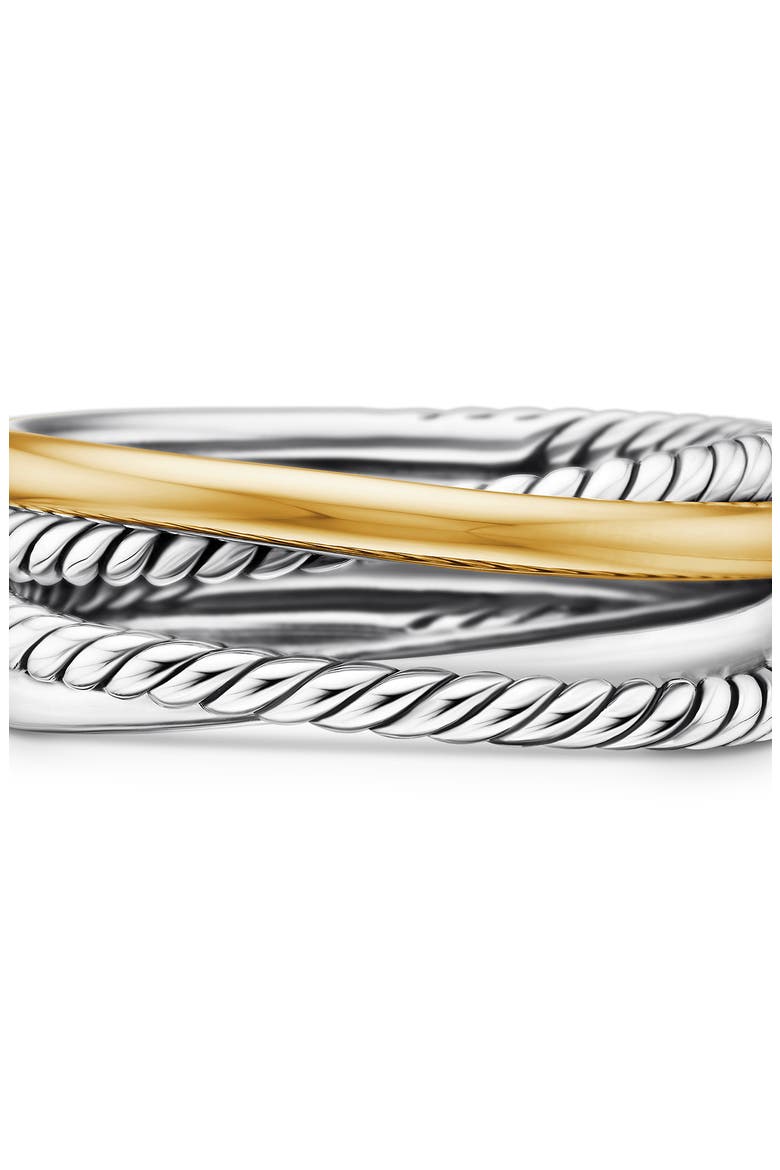 Crossover Narrow Ring with 18K Gold, Alternate, color, SILVER/ GOLD