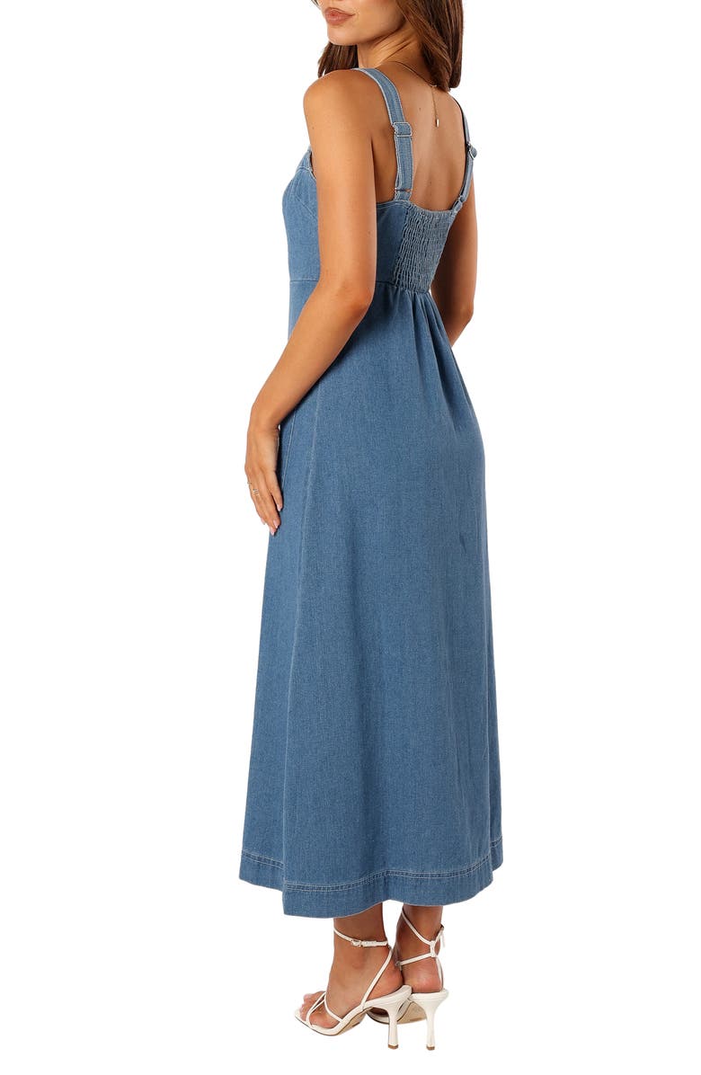 Petal & Pup Bettie Button Front Midi Dress, Alternate, color, Denim