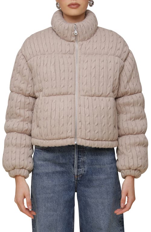 Avec Les Filles Crop Sweater Puffer Jacket In Beige