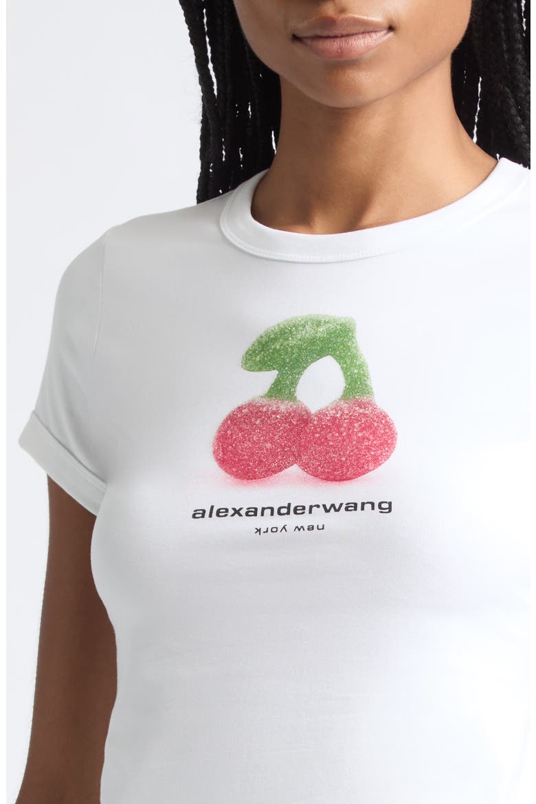 Cherry Graphic Fitted T-Shirt, Alternate, color, WHITE