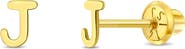 In Season Jewelry 14k Itsy Bitsy Initial Letter Earrings