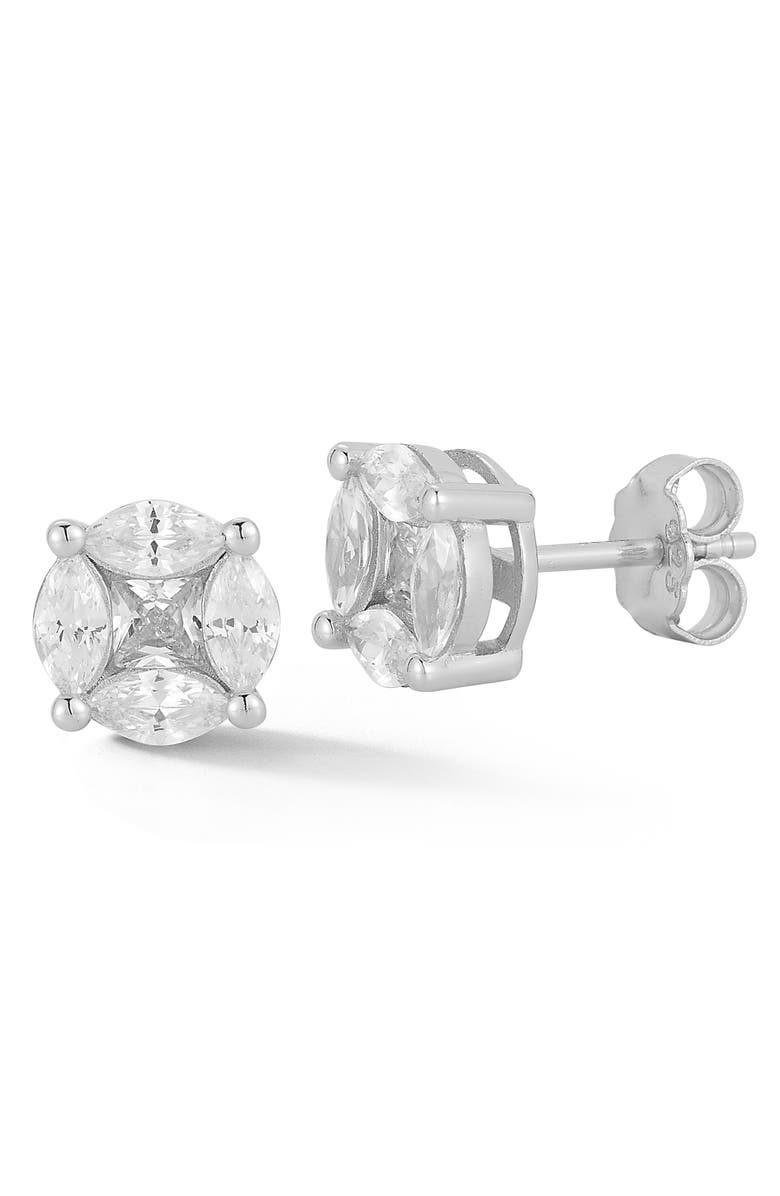 GLAZE JEWELRY Illusion Cubic Zirconia Stud Earrings, Main, color, Silver