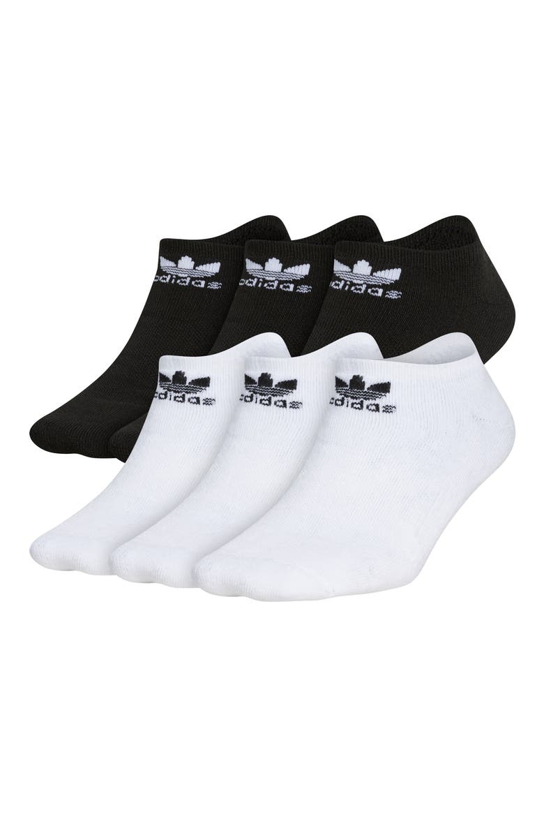 Kids' Originals Trefoil 6-Pack Ankle Socks, Alternate, color, WHITE/ BLACK